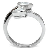 Alamode Rhodium Brass Ring with AAA Grade CZ in Clear - Alamode