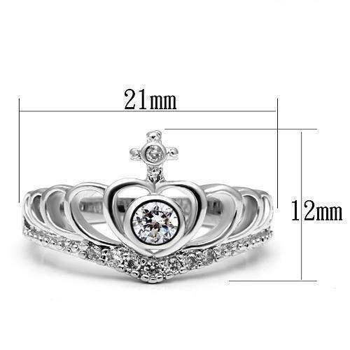 Alamode Rhodium Brass Ring with AAA Grade CZ in Clear - Alamode - Flyclothing LLC