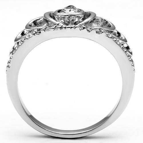 Alamode Rhodium Brass Ring with AAA Grade CZ in Clear - Alamode - Flyclothing LLC