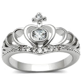Alamode Rhodium Brass Ring with AAA Grade CZ in Clear - Alamode - Flyclothing LLC