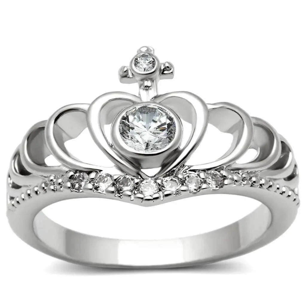 Alamode Rhodium Brass Ring with AAA Grade CZ in Clear - Alamode - Flyclothing LLC