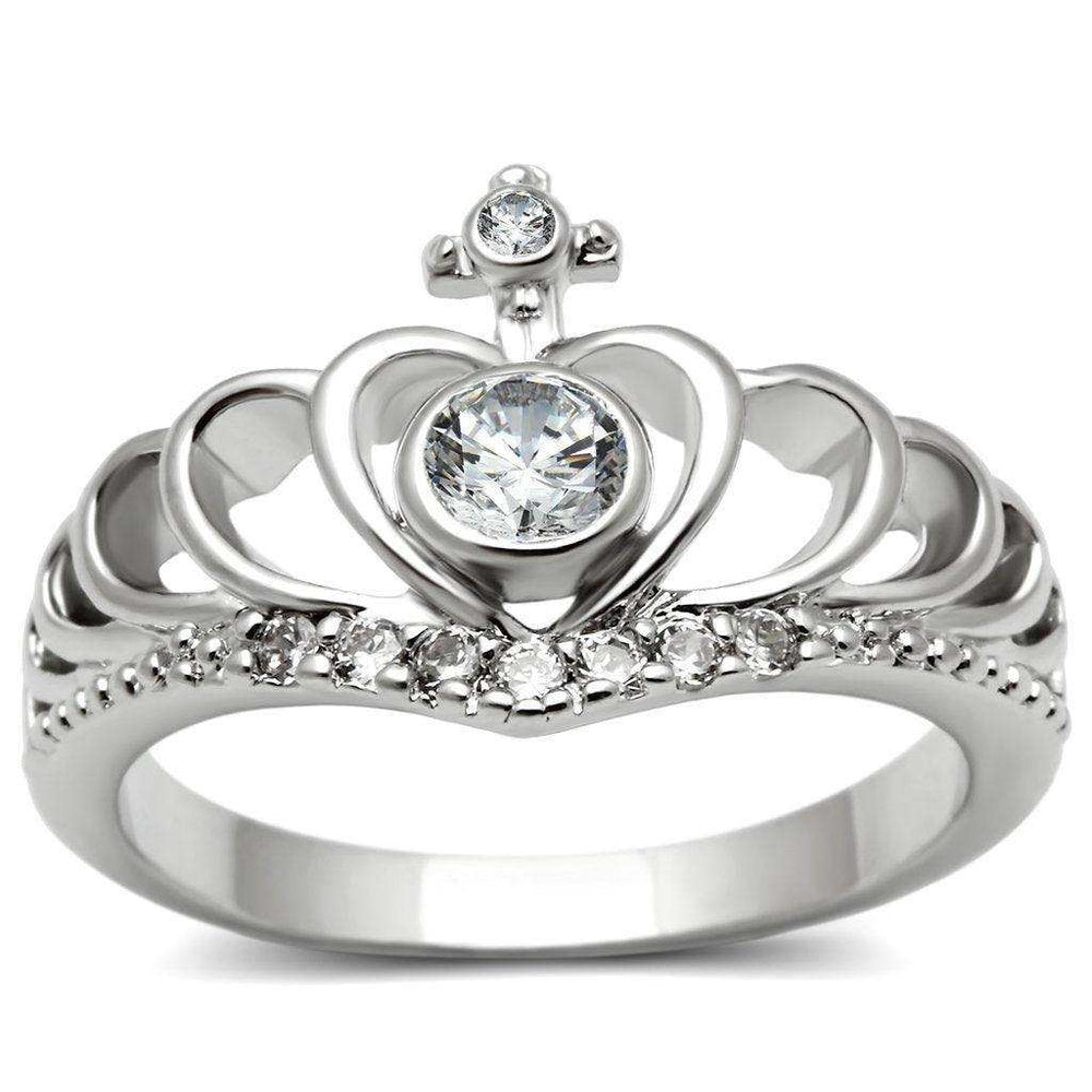 Alamode Rhodium Brass Ring with AAA Grade CZ in Clear - Alamode - Flyclothing LLC