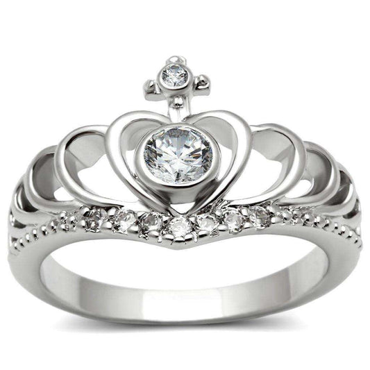 Alamode Rhodium Brass Ring with AAA Grade CZ in Clear - Alamode - Flyclothing LLC