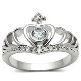 Alamode Rhodium Brass Ring with AAA Grade CZ in Clear - Alamode - Flyclothing LLC