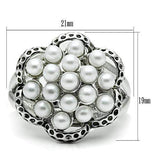 Alamode Rhodium Brass Ring with Synthetic Pearl in White - Alamode - Flyclothing LLC
