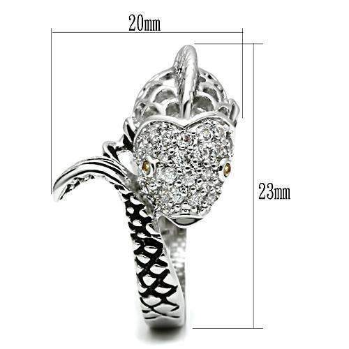 Alamode Rhodium Brass Ring with AAA Grade CZ in Champagne - Alamode - Flyclothing LLC