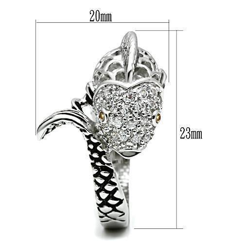 Alamode Rhodium Brass Ring with AAA Grade CZ in Champagne - Alamode