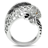 Alamode Rhodium Brass Ring with AAA Grade CZ in Champagne - Alamode