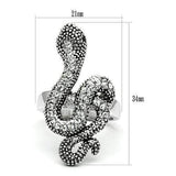 Alamode Rhodium Brass Ring with Top Grade Crystal in Jet - Alamode - Flyclothing LLC