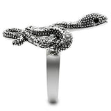 Alamode Rhodium Brass Ring with Top Grade Crystal in Jet - Alamode - Flyclothing LLC
