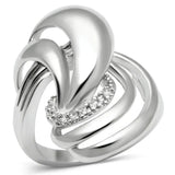 Alamode Rhodium Brass Ring with AAA Grade CZ in Clear - Alamode - Flyclothing LLC