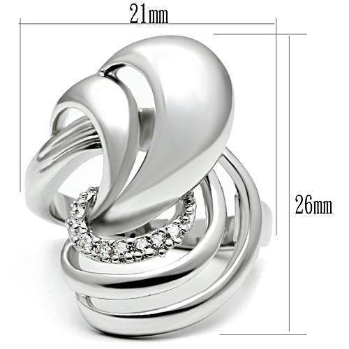 Alamode Rhodium Brass Ring with AAA Grade CZ in Clear - Alamode - Flyclothing LLC