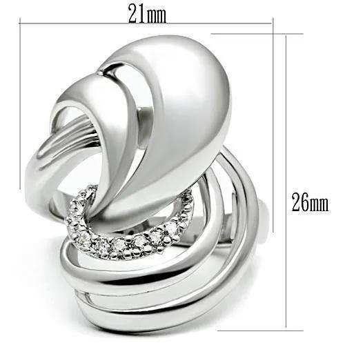 Alamode Rhodium Brass Ring with AAA Grade CZ in Clear - Alamode - Flyclothing LLC