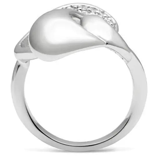 Alamode Rhodium Brass Ring with AAA Grade CZ in Clear - Alamode - Flyclothing LLC