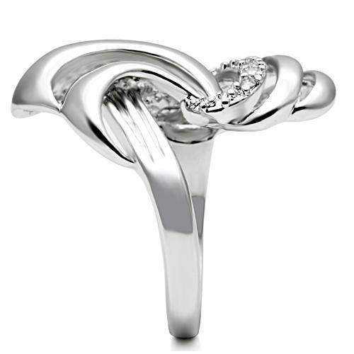 Alamode Rhodium Brass Ring with AAA Grade CZ in Clear - Alamode - Flyclothing LLC