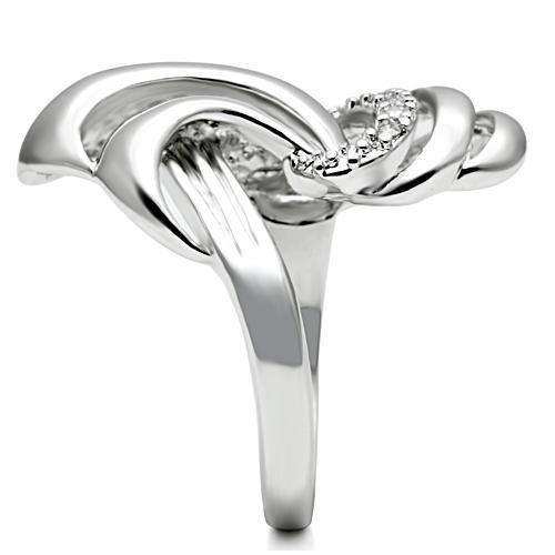 Alamode Rhodium Brass Ring with AAA Grade CZ in Clear - Alamode - Flyclothing LLC