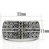 Alamode Rhodium Brass Ring with Semi-Precious Marcasite in Black Diamond - Alamode