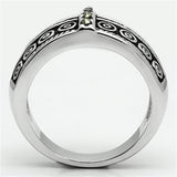 Alamode Rhodium Brass Ring with Semi-Precious Marcasite in Black Diamond - Alamode
