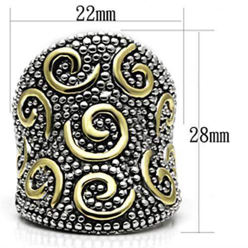 Alamode Reverse Two-Tone Brass Ring with No Stone - Alamode - Flyclothing LLC