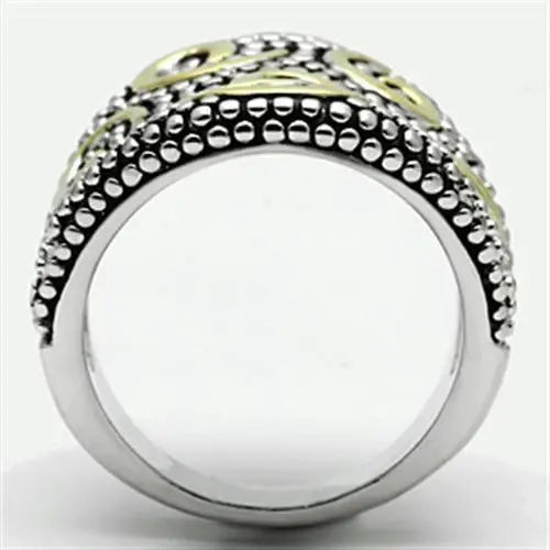 Alamode Reverse Two-Tone Brass Ring with No Stone - Alamode - Flyclothing LLC