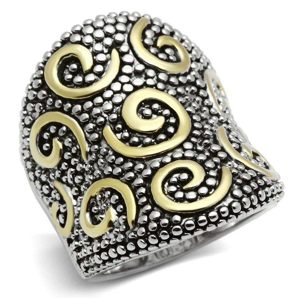Alamode Reverse Two-Tone Brass Ring with No Stone - Alamode - Flyclothing LLC