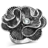 Alamode Rhodium Brass Ring with AAA Grade CZ in Clear - Alamode