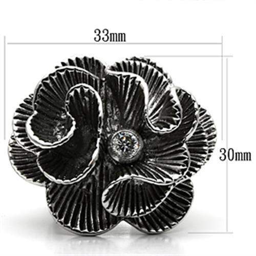 Alamode Rhodium Brass Ring with AAA Grade CZ in Clear - Alamode - Flyclothing LLC