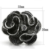 Alamode Rhodium Brass Ring with AAA Grade CZ in Clear - Alamode
