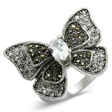 Alamode Rhodium Brass Ring with AAA Grade CZ in Clear - Alamode