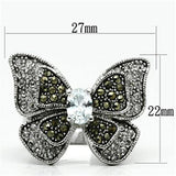 Alamode Rhodium Brass Ring with AAA Grade CZ in Clear - Alamode