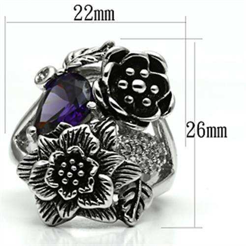 Alamode Rhodium Brass Ring with AAA Grade CZ in Fuchsia - Alamode - Flyclothing LLC