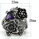 Alamode Rhodium Brass Ring with AAA Grade CZ in Fuchsia - Alamode