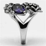 Alamode Rhodium Brass Ring with AAA Grade CZ in Fuchsia - Alamode - Flyclothing LLC