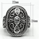 Alamode Rhodium Brass Ring with AAA Grade CZ in Clear - Alamode - Flyclothing LLC