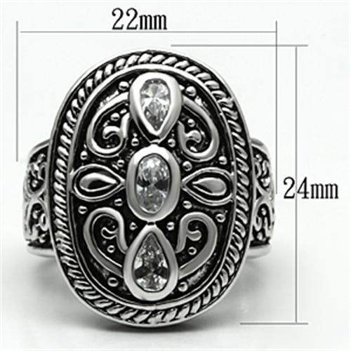 Alamode Rhodium Brass Ring with AAA Grade CZ in Clear - Alamode - Flyclothing LLC