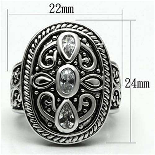 Alamode Rhodium Brass Ring with AAA Grade CZ in Clear - Alamode - Flyclothing LLC