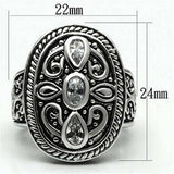 Alamode Rhodium Brass Ring with AAA Grade CZ in Clear - Alamode - Flyclothing LLC
