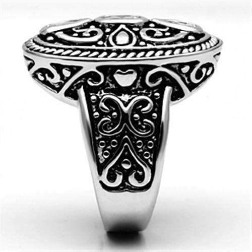 Alamode Rhodium Brass Ring with AAA Grade CZ in Clear - Alamode - Flyclothing LLC