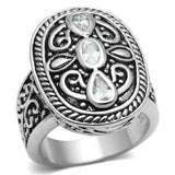 Alamode Rhodium Brass Ring with AAA Grade CZ in Clear - Alamode - Flyclothing LLC