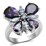 Alamode Rhodium Brass Ring with AAA Grade CZ in Multi Color - Alamode