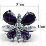 Alamode Rhodium Brass Ring with AAA Grade CZ in Multi Color - Alamode - Flyclothing LLC