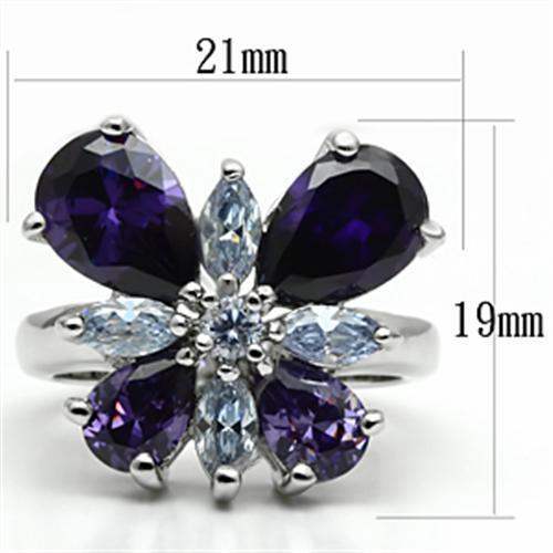 Alamode Rhodium Brass Ring with AAA Grade CZ in Multi Color - Alamode - Flyclothing LLC