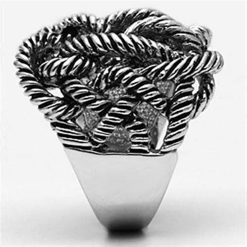 Alamode Rhodium Brass Ring with No Stone - Alamode - Flyclothing LLC