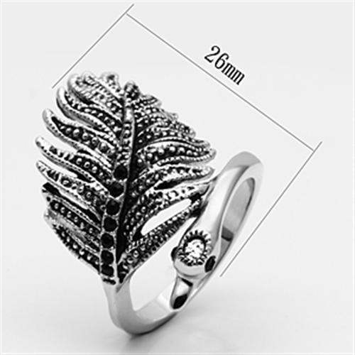 Alamode Rhodium Brass Ring with Top Grade Crystal in Black Diamond - Alamode - Flyclothing LLC