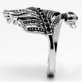 Alamode Rhodium Brass Ring with Top Grade Crystal in Black Diamond - Alamode - Flyclothing LLC