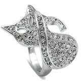 Alamode Rhodium Brass Ring with Top Grade Crystal in Clear - Alamode - Flyclothing LLC