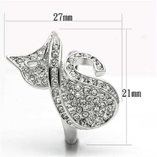 Alamode Rhodium Brass Ring with Top Grade Crystal in Clear - Alamode - Flyclothing LLC