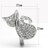 Alamode Rhodium Brass Ring with Top Grade Crystal in Clear - Alamode