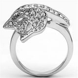 Alamode Rhodium Brass Ring with Top Grade Crystal in Clear - Alamode - Flyclothing LLC