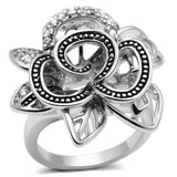 Alamode Rhodium Brass Ring with AAA Grade CZ in Clear - Alamode